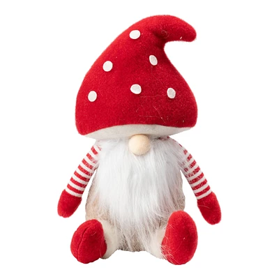 Danson Decor Decorative Figurine - Sitting Mushroom Head Design Santa Gnome - Assorted