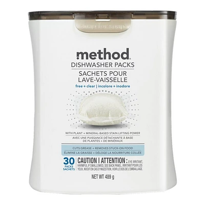 Method Dishwasher Sachets - Free and Clear - 30s