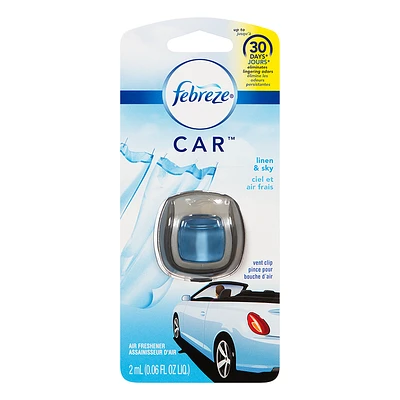 Febreze Car Air Freshener Vent Clip- Linen & Sky - 2ml