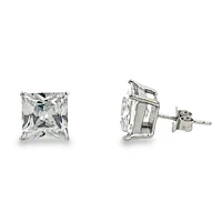 Silver Worx Princess Cut Cubic Zirconia Stud Earrings - Genuine Sterling Silver