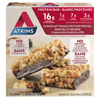 Atkins Protein Bar - Chocolaty Peanut Butter Pretzel - 5 x 48g