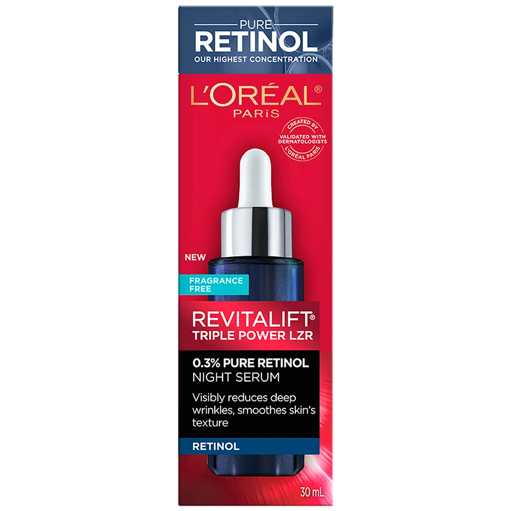 L'Oreal Revitalift Triple Power LZR Serum 0.3% Pure Retinol Night Serum - Fragrance-Fee - 30ml