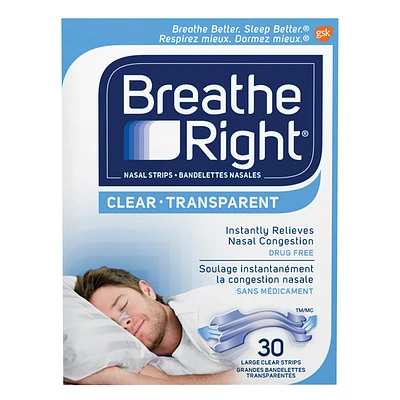 Breathe Right Nasal Strips - Clear - Large - 30s