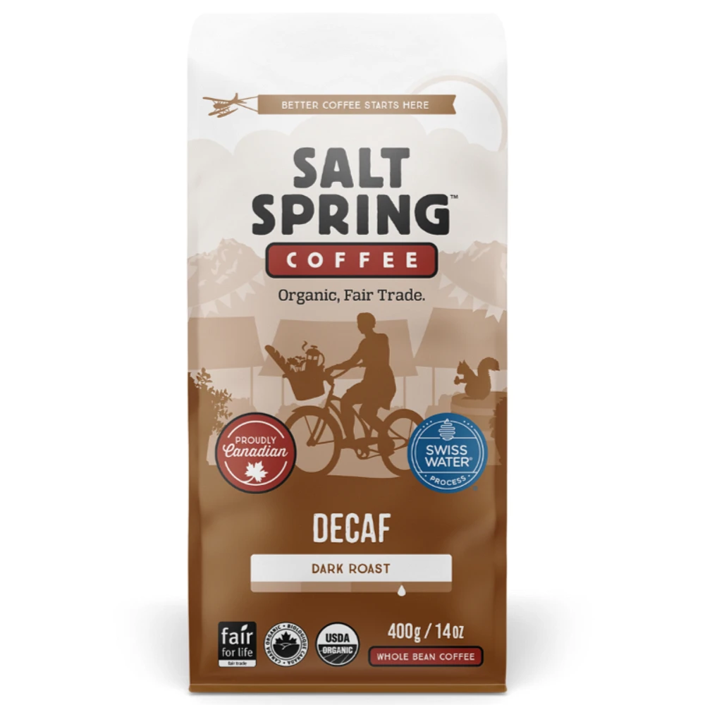 Salt Spring Coffee - Decaf Dark Roast - Whole Bean - 400g