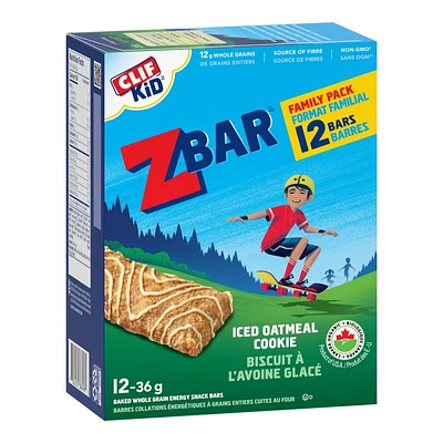 Clif Kid Zbar Baked Whole Grain Energy Snack Bar - Iced Oatmeal Cookie - 12 x 36g