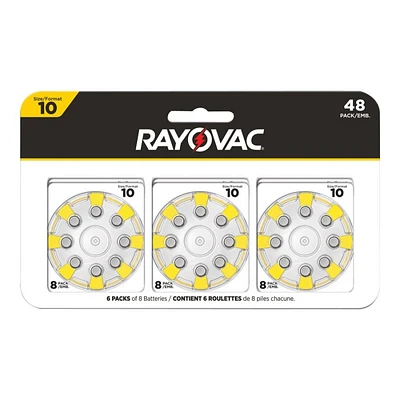Rayovac Size 10 Hearing Aid Batteries - 48 pack - L312ZA-48ZMCDN