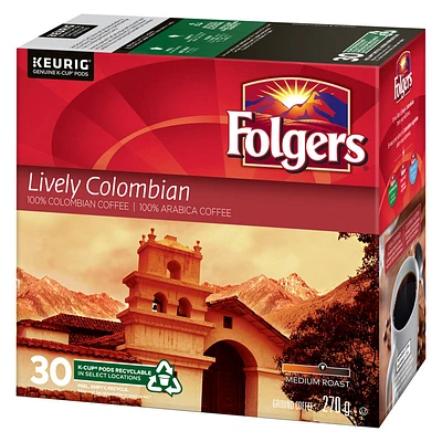 Folgers K-Cup Coffee - Lively Colombian - 30s