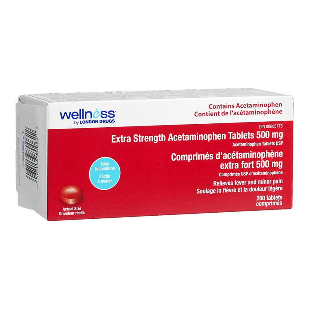 Wellness by London Drugs Extra Strength Acetaminophen Tablets - 500mg - 200s