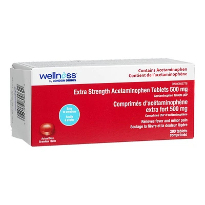 Wellness by London Drugs Extra Strength Acetaminophen Tablets - 500mg - 200s