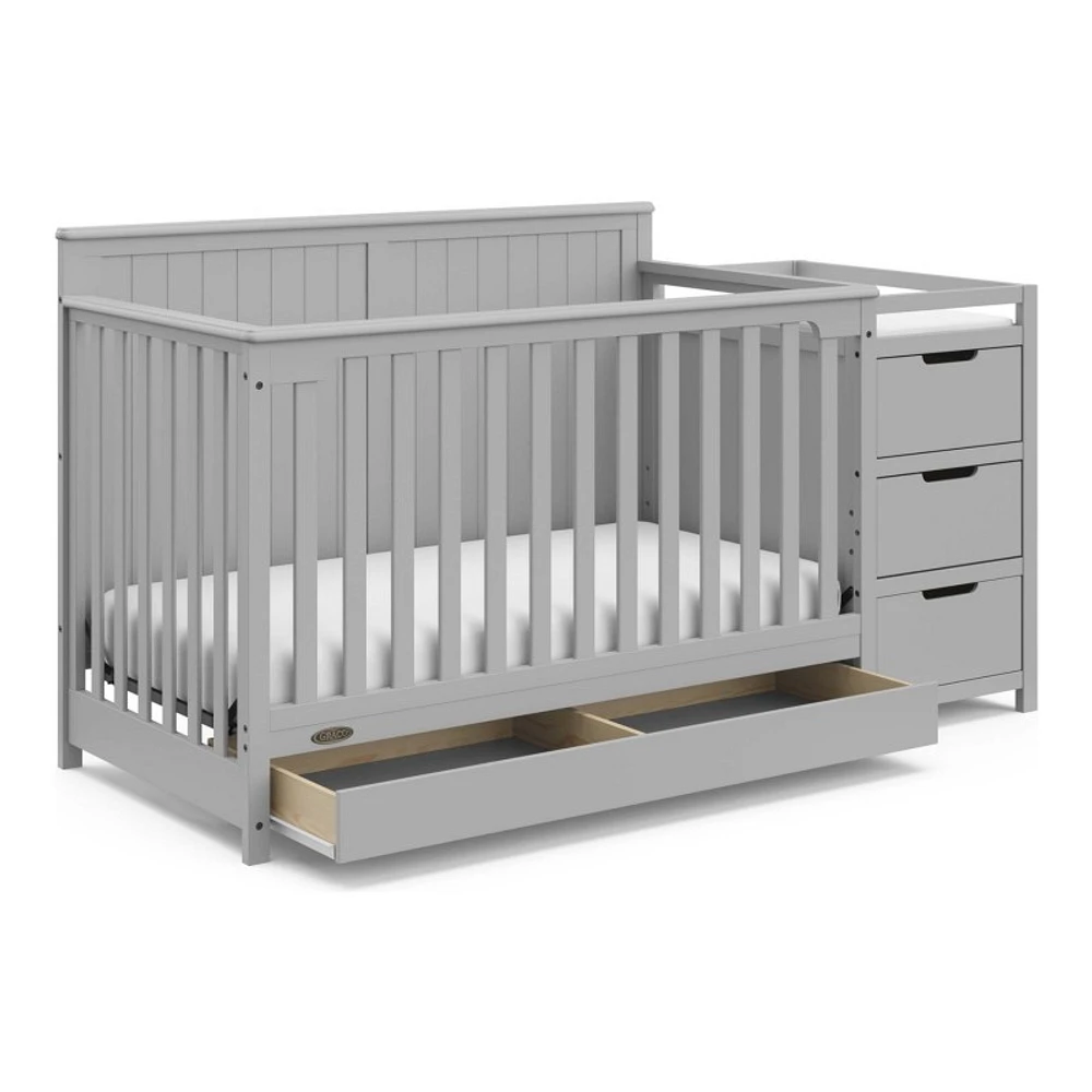 Hadley 5-in-1 Convertible Crib and Changer with Drawer - Pebble Grey