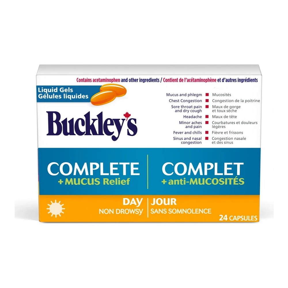 Buckley's Complete + Mucus Relief Day Liquid Gel Capsules - 24's