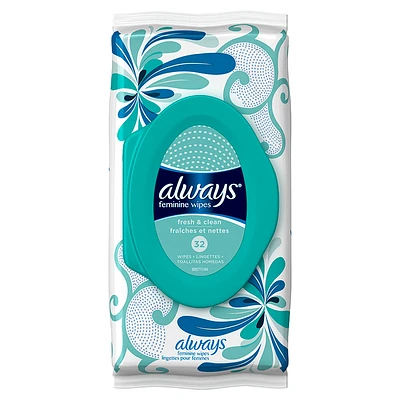 Always Feminine Wipes - Fresh & Clean - 32s