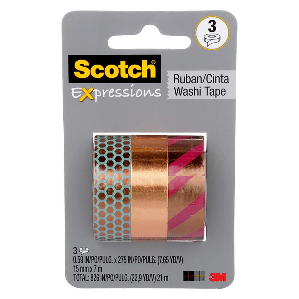 3M Scotch Expressions Washi Foil Tape - 3 Pack