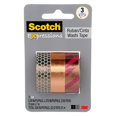 3M Scotch Expressions Washi Foil Tape - 3 Pack