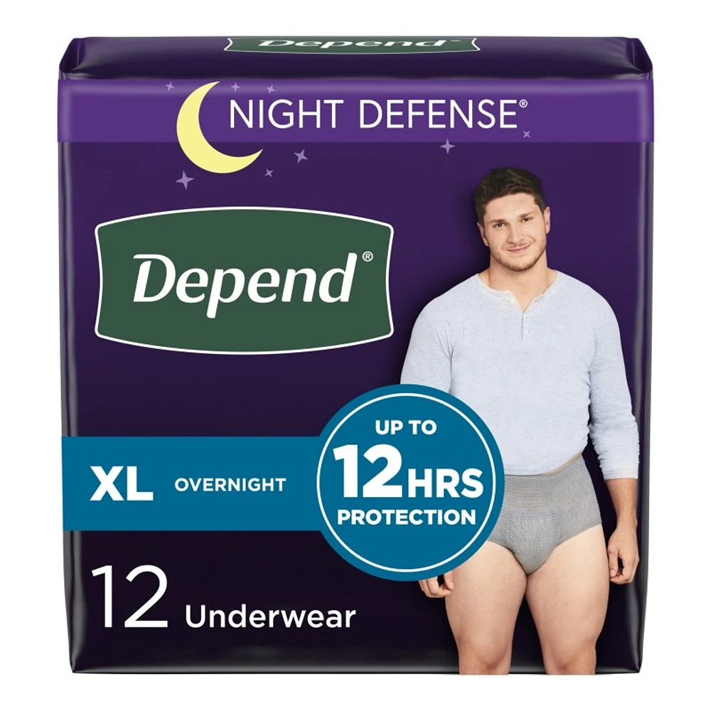 Depend Night Defense Adult Incontinence Underwear for Men - Overnight - XL/12 Count