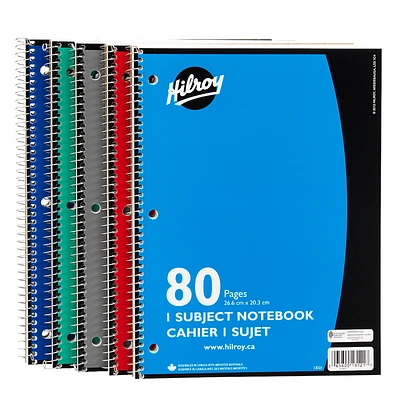 Hilroy One Subject Notebook - 80 pages - Assorted Colours