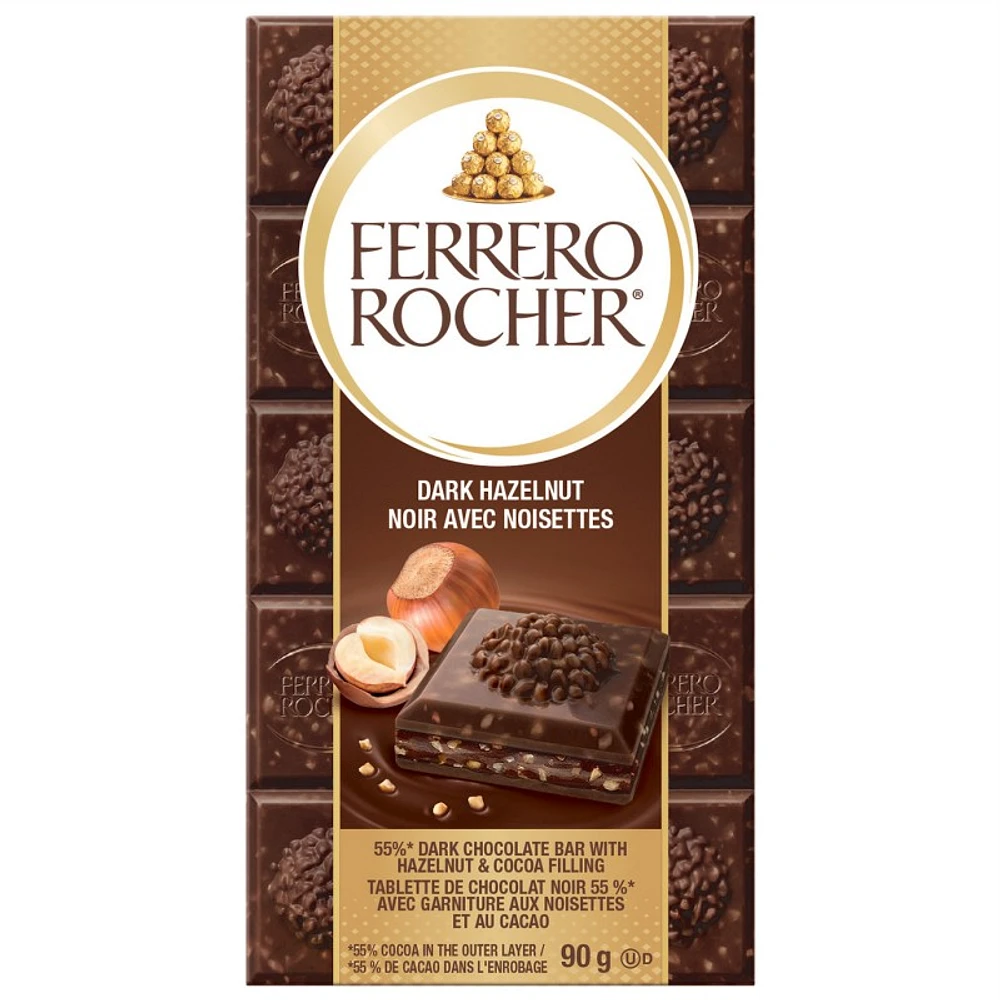 Ferrero Rocher Premium Dark Chocolate Bar - Hazelnut - 90g