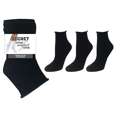 Secret Roll Top Ladies Socks - Black
