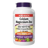 Webber Naturals Calcium Magnesium Zinc Caplets - 200's