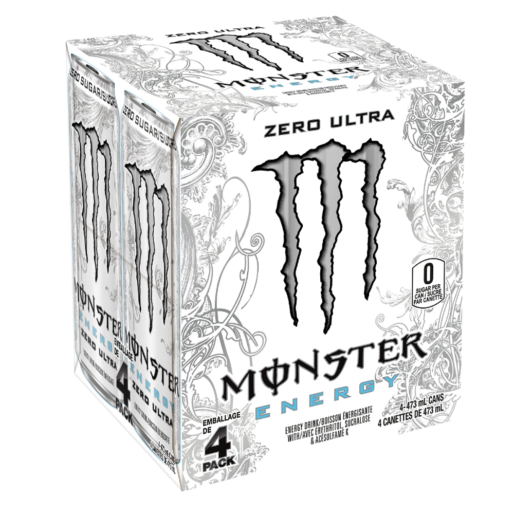 Monster Zero Sugar Energy Drink - 4x473ml