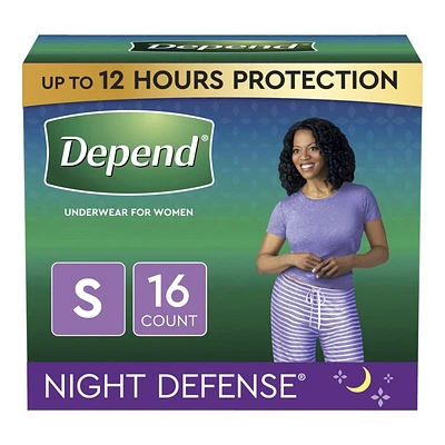 Depend Night Defense Adult Overnight Incontinence Underwear for Women - Blush - Small - 16 Count