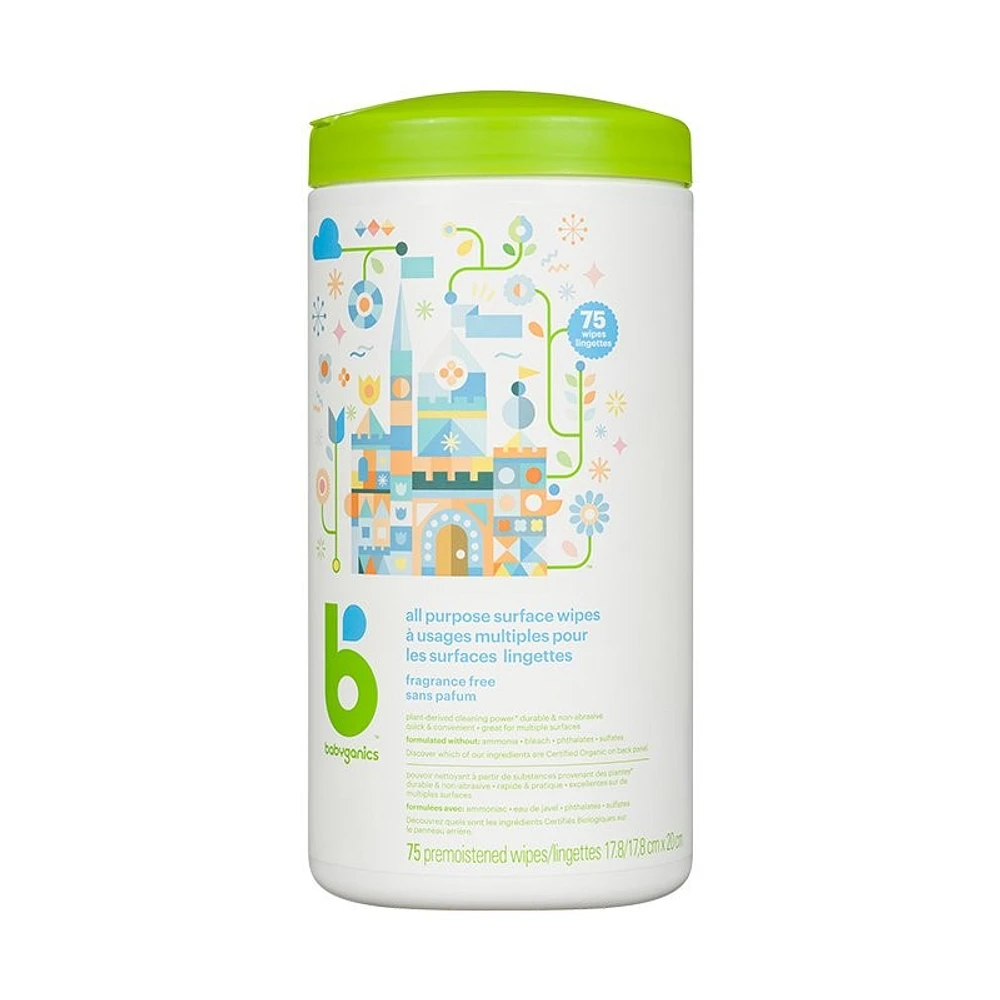 Babyganics All Purpose Cleaning Wipes - 75's