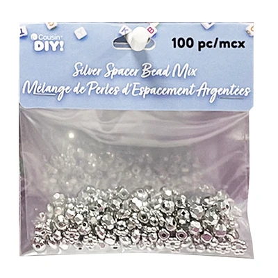 Cousin DIY! Silver Spacer Bead Mix - 100 piece - 3.15 x 1.2 x 3.9 Inches