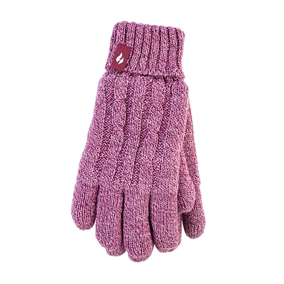 Heat Holders Women's Cable Gloves - Rose - Small/Medium