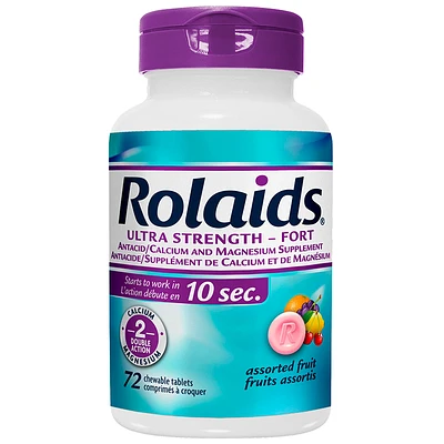 Rolaids Ultra Strength Antacid Chewable Tablets - Assorted Fruit - 72s