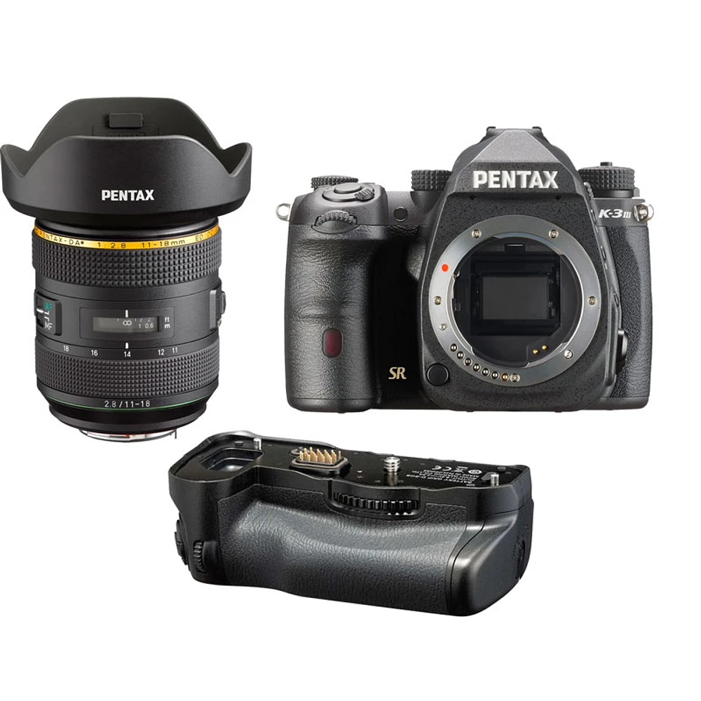 Pentax K-3 Mark III DSLR with D-BG8 Battery Grip and HD DA 11-18 mm F2.8 ED DC Lens - Pkg 52263