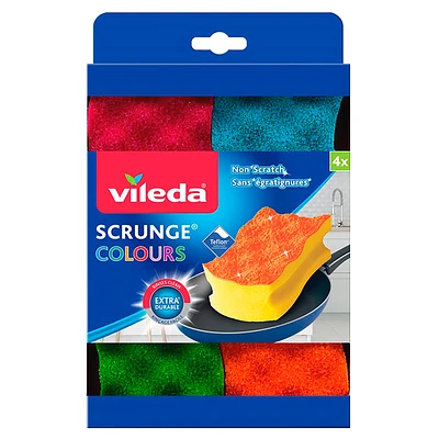 Vileda Scrunge Colours Sponge - 4 pack