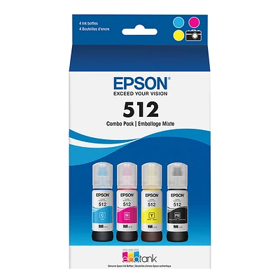 Epson EcoTank 512 Colour Ink Bottles - 4 Pack - T512520-S
