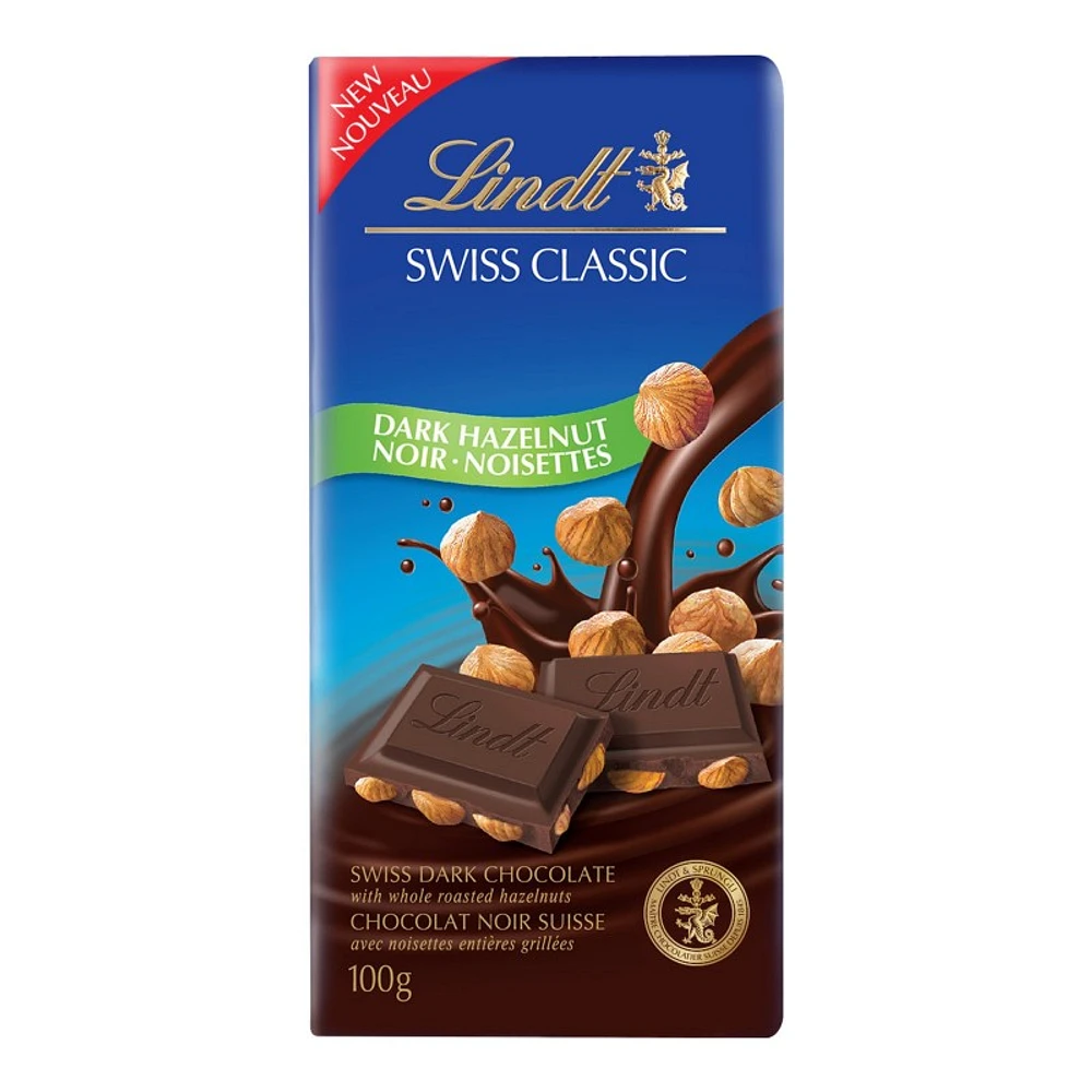 Lindt Swiss Classic Dark Chocolate Bar - Dark Hazelnut - 100g