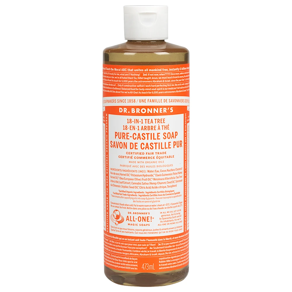 Dr. Bronner's 18-IN-1 Pure-Castile Liquid Soap - Tea Tree- 473ml