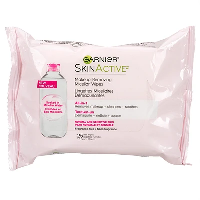 Garnier SkinActive Micellar Makeup Removing Towelettes - Normal & Sensitive - 25s