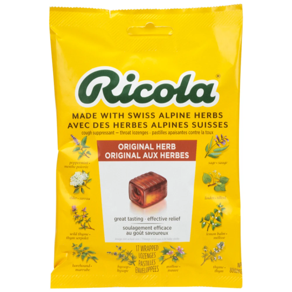 Ricola Cough Suppressant Throat Lozenges - Original Herb - 75g