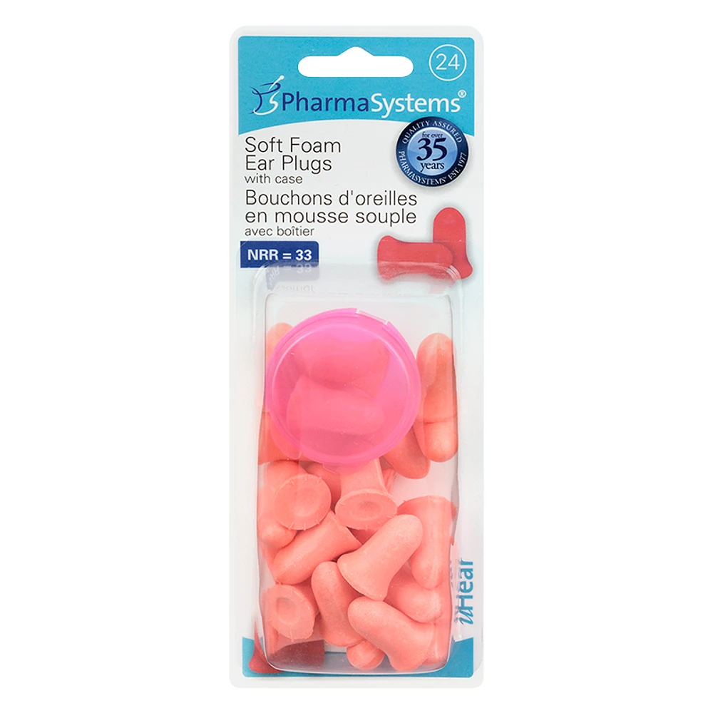 PharmaSystems uHear Soft Foam Ear Plugs - 24s