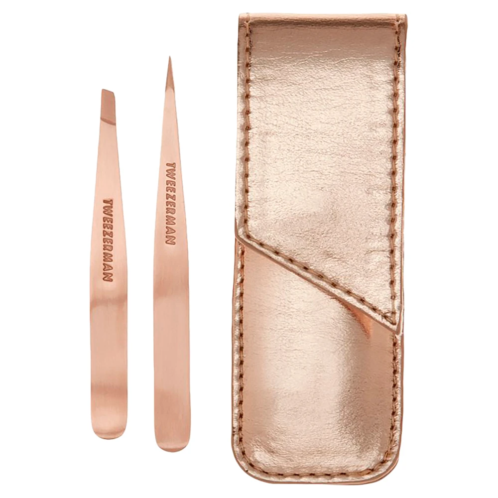 Tweezerman Petit Stainless Steel Tweezers Set - Rose Gold