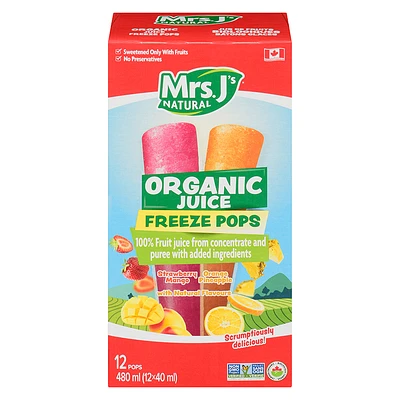 Mrs J's Natural Organic Juice Pops - Strawberry - 12x40ml