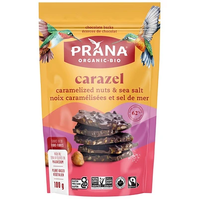 Prana Carazel Organic Chocolate Bark with Caramelized Nuts and Sea Salt - 100g