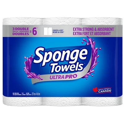 SpongeTowels Ultra Pro Paper Towels Choose-A-Size - 3 Double Rolls