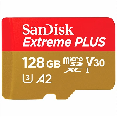 SanDisk Extreme Plus 128 GB microSDXC Card A2 - SDSQXBD-128G-CN6MA