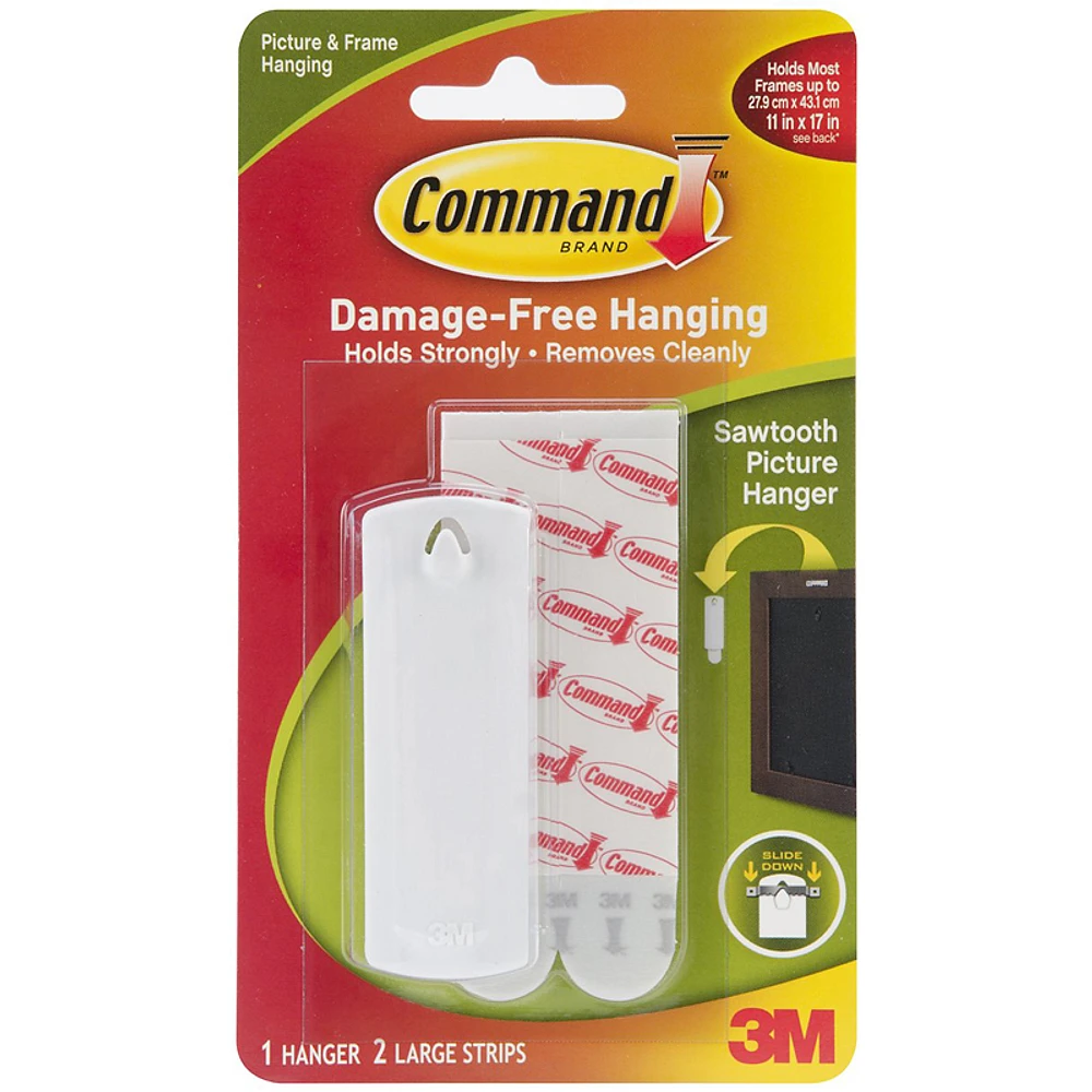 Command Sawtooth Picture Hanger with Water-Resistant Strips - 1 hook