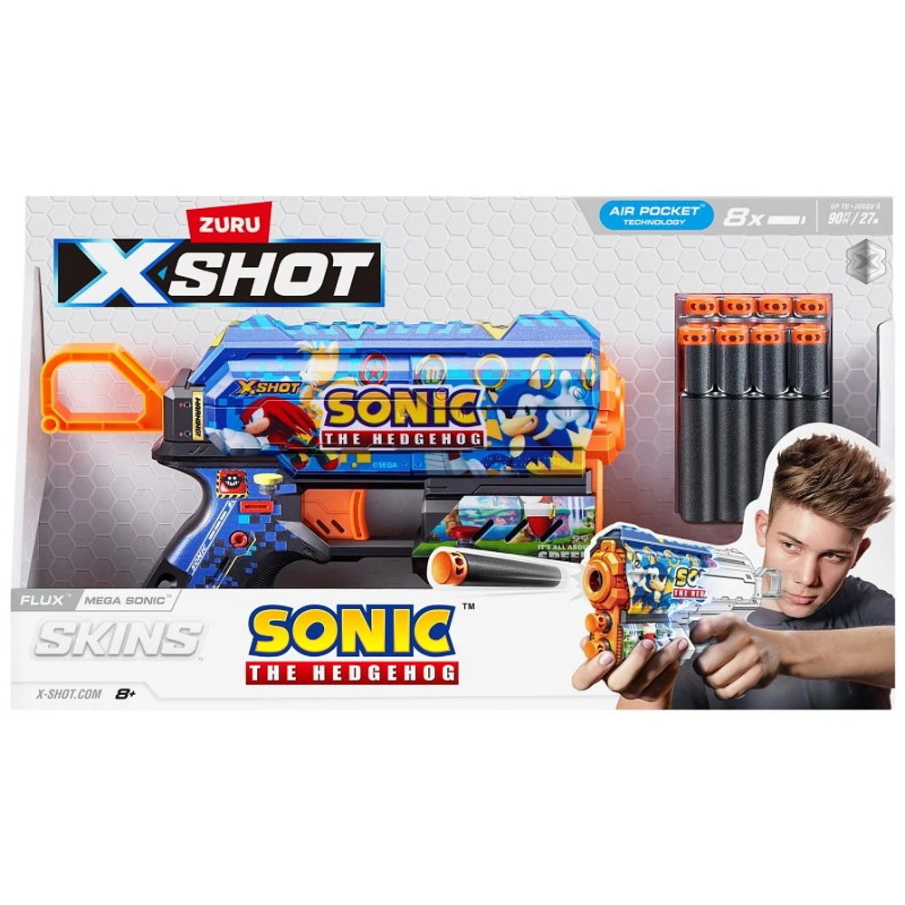 Zuru X-Shot Skins Flux Sonic The Hedgehog with 8 Darts