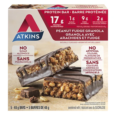 Atkins Protein Bar - Peanut Fudge Granola - 5 x 48g