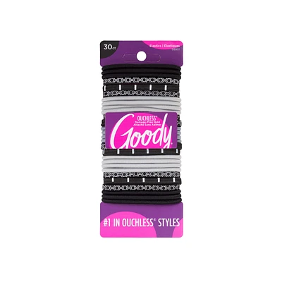 Goody Ouchless Mod Elastics - Black/White - 30s