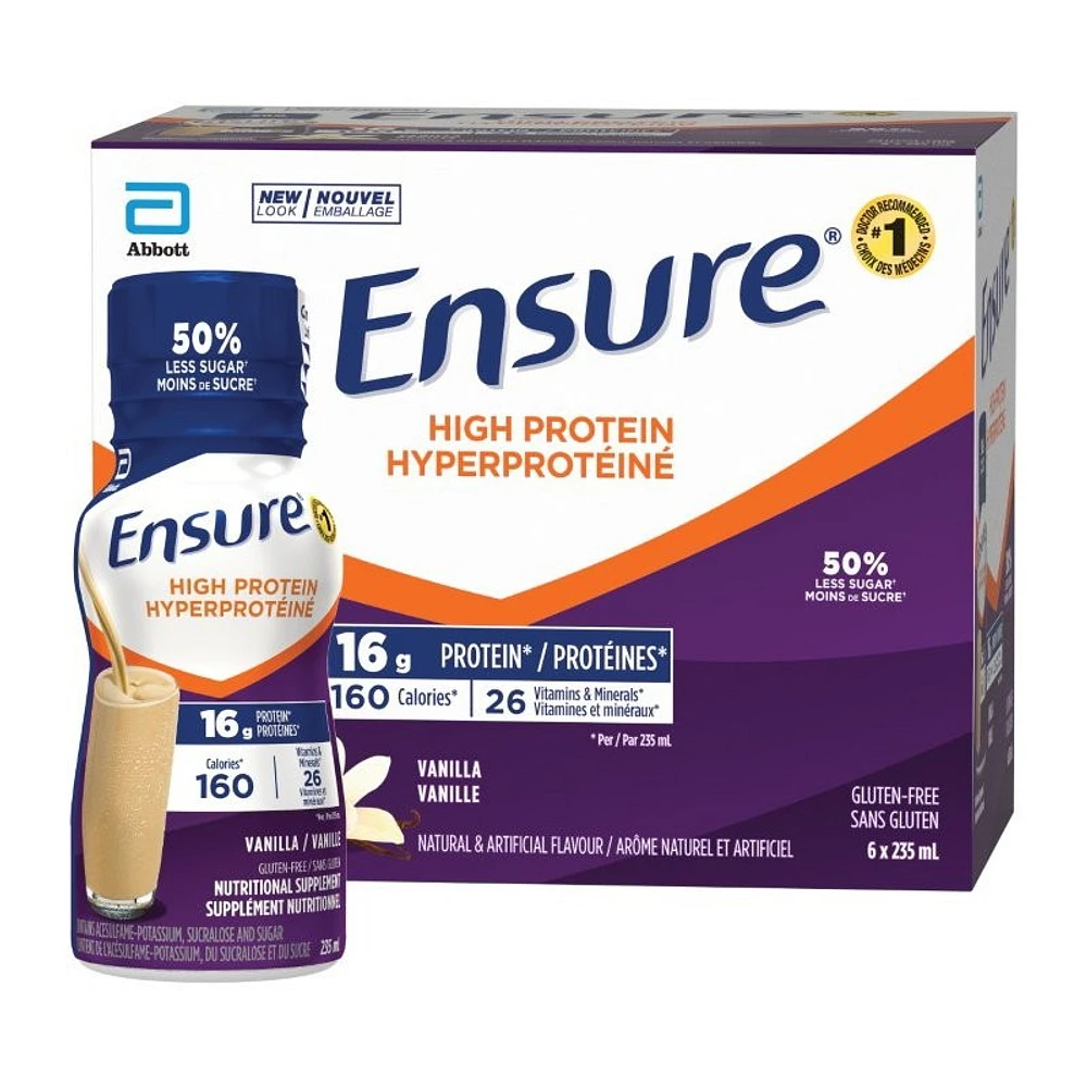 Ensure High Protein Shake - 26 Vitamins and Minerals - Vanilla - 6 x 235ml