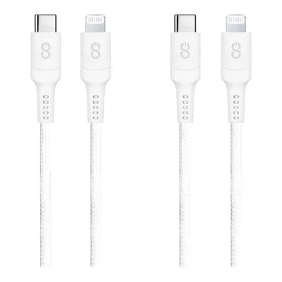LOGiiX Piston Connect Braid USB-C to Lightning Cable - White - 1.2m - 2 pack