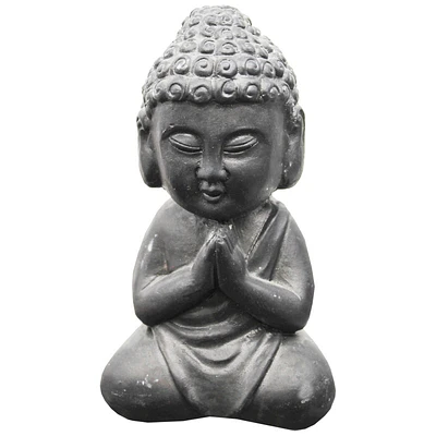 Praying Buddha Statue - Black Cement - 5.5in