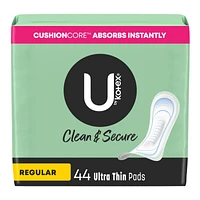 U by Kotex Clean & Secure Ultra Thin Pads - Regular - 44 Count